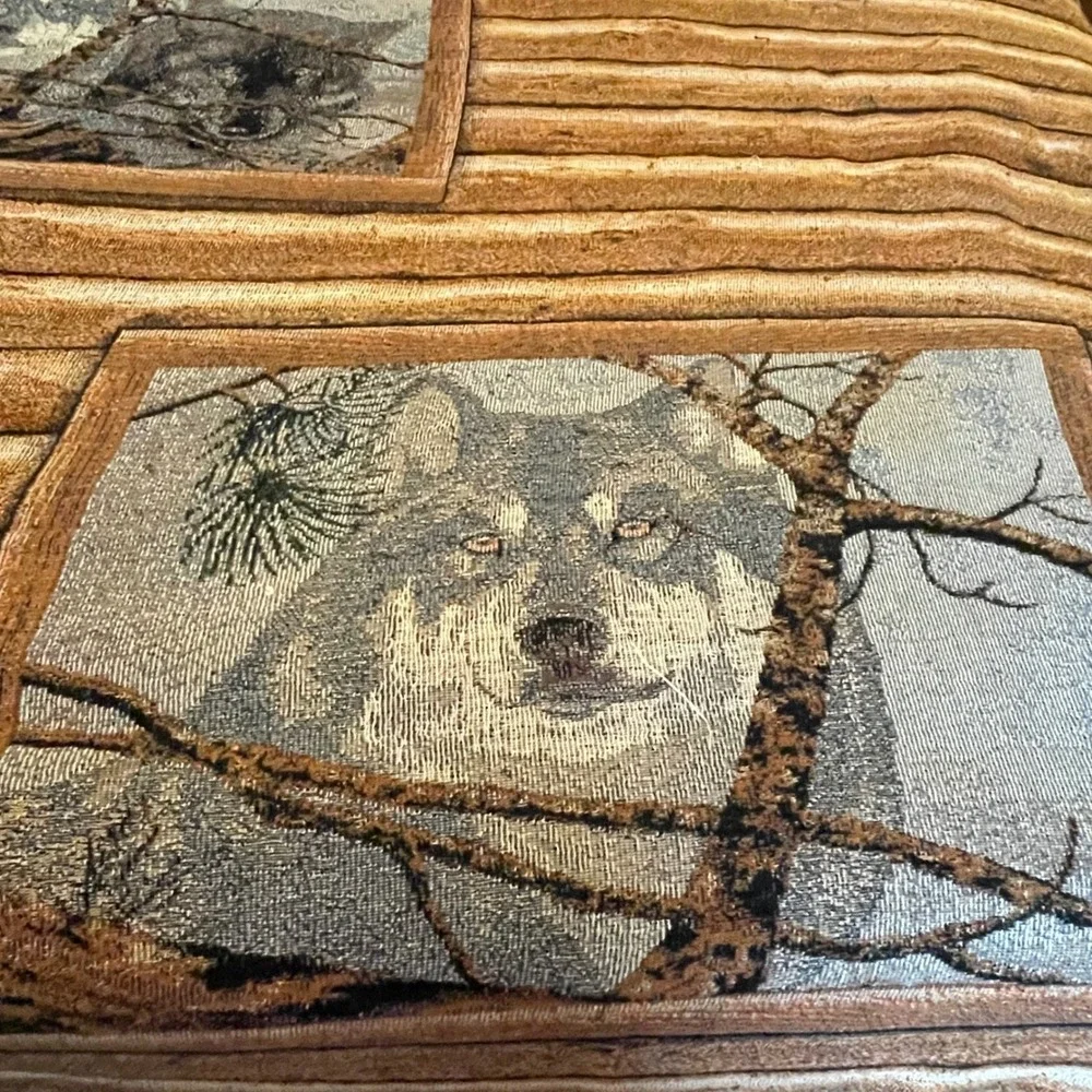 Log Cabin Wolf Tapestry Throw Blanket Woodland Wildlife Nature‎ Cozy Decor XL